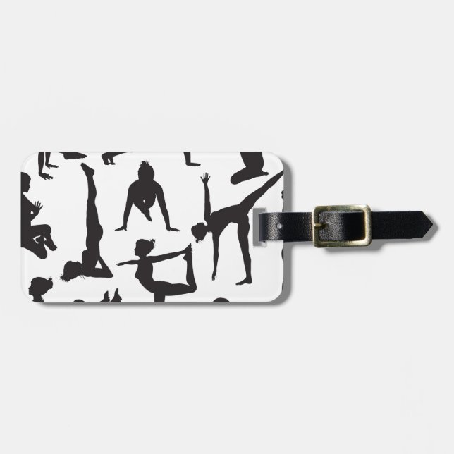 Étiquette À Bagage Le yoga pose des silhouettes (Devant horizontal)