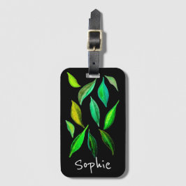 Étiquette À Bagage L'eco vert laisse l'art de feuille d'aquarelle