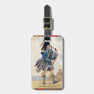 Étiquette À Bagage L'Ecosse vintage, suivent les cornemuses