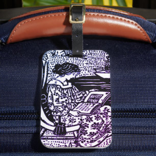 Étiquette À Bagage Lecture Art Nouveau Femme