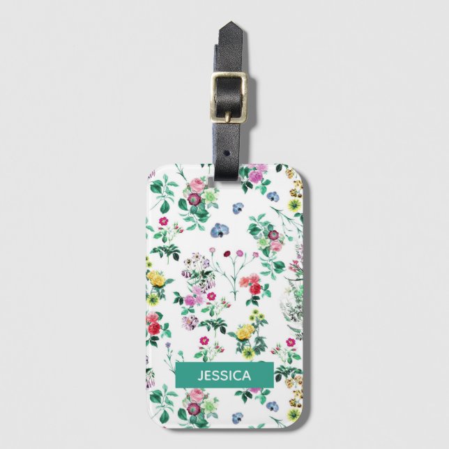 Étiquette À Bagage Léger bel été Floral Personnalisé (Devant Vertical)
