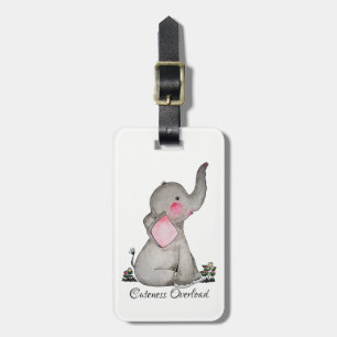 Étiquette À Bagage L'éléphant mignon de bébé d'aquarelle avec