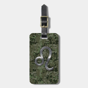 Étiquette À Bagage Léo Zodiac Sign on Green Digital Camo