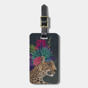 Étiquette À Bagage Leopard avec tête tropicale