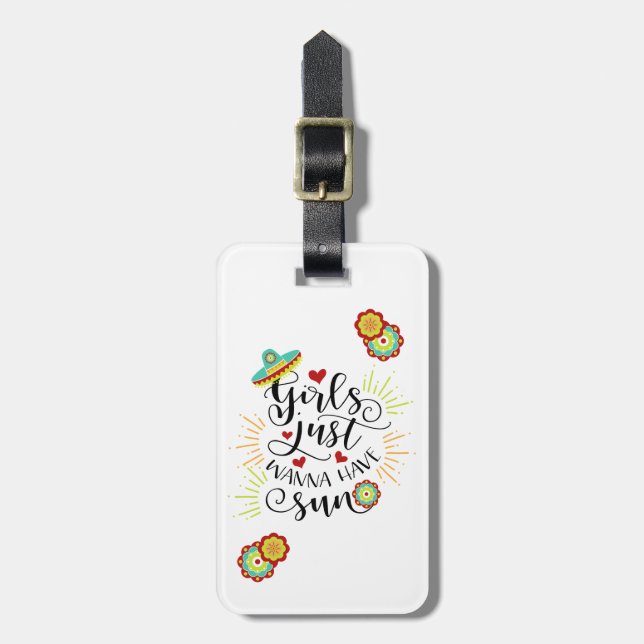 Étiquette À Bagage Les filles mexicaines de motif de fiesta veulent (Devant Vertical)