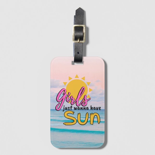Étiquette À Bagage Les filles veulent juste avoir Sun Beach Personnal (Devant Vertical)