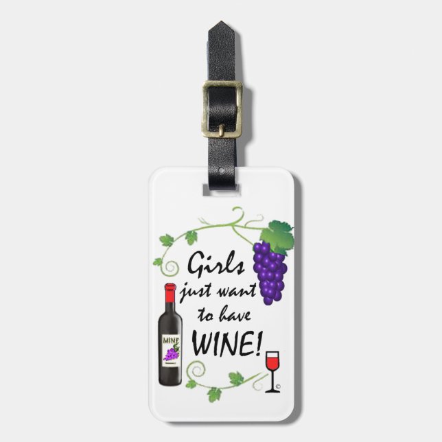 Étiquette À Bagage Les filles veulent juste prendre le vin ! (Devant Vertical)
