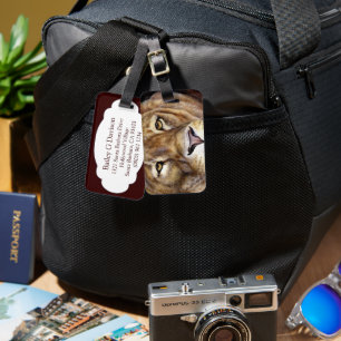 Étiquette À Bagage Les lions font face à des objets d'art nommés étiq