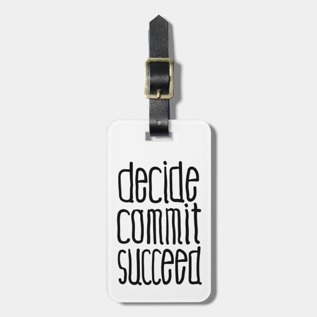 Étiquette À Bagage Les mots de motivation décident commettent (Devant Vertical)