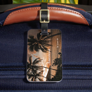 Étiquette À Bagage Les palmiers Tropical Sunset Beach Personnalisent