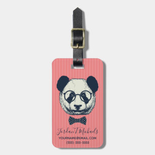 Étiquette À Bagage Les rayures de panda   ajoutent votre nom