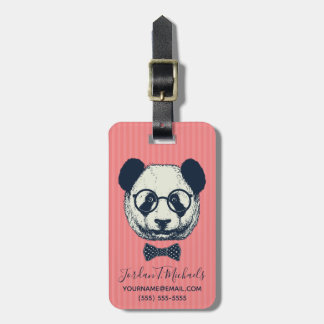 Étiquette À Bagage Les rayures de panda | ajoutent votre nom