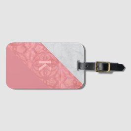Étiquette À Bagage LETTRE Batik Rose Ruddy ET Aquarelle Grise