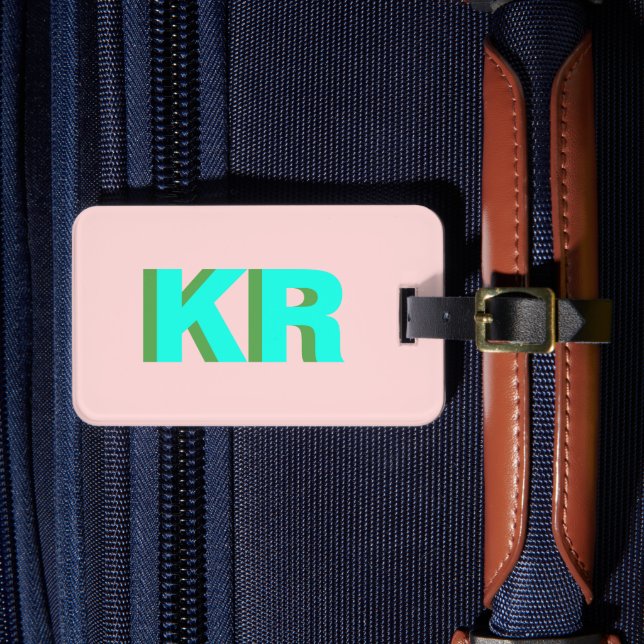 Étiquette À Bagage Lettre bloc de monogramme d'ombre personnalisée (Insitu Rectoal 4)