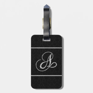 Étiquette À Bagage Lettre Élégante A Diamants Étincelants-Monogramme