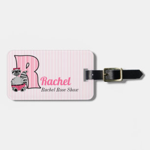 Étiquette À Bagage LETTRE ÉQUIER ROSE S ENFANTS MONogramme