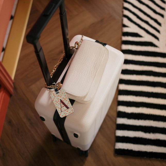 Étiquette À Bagage LETTRE Florale Classique MONAMARMÉE A VERT ROUGE (Créateur téléchargé)