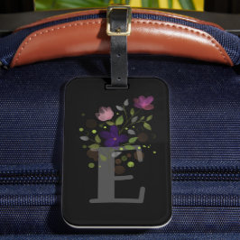 Étiquette À Bagage LETTRE INITIALE E PLUS DRAPEAU DE CONCEPTION Flora