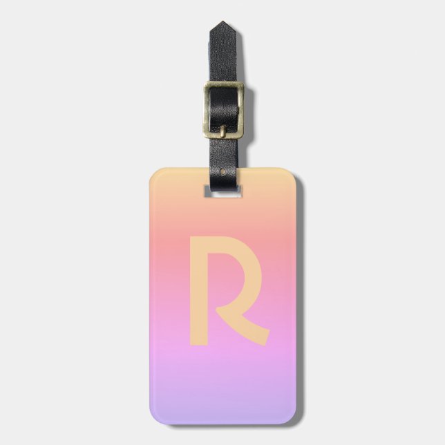 Étiquette À Bagage Lettre initiale Monogramme rose moderne élégant (Devant Vertical)