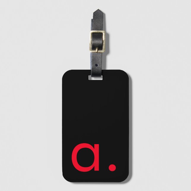 ÉTIQUETTE À BAGAGE LETTRE INITIALE NOIRE ROUGE LETTRE NOIRE PLACE (Devant Vertical)