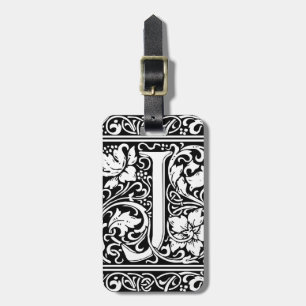 Étiquette À Bagage Lettre J Monogramme médiéval Art Nouveau