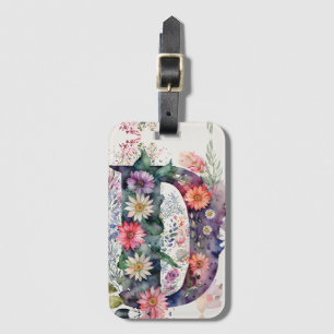 Étiquette À Bagage LETTRE PERSONNALISÉE D SAISON Aquarelle Florale