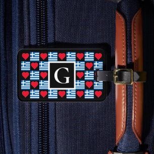 Étiquette À Bagage LETTRE PERSONNALISÉE Drapeau Grec personnalisé Grè
