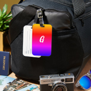Étiquette À Bagage Lettre personnalisée Monogramme Balise Bagages Cou