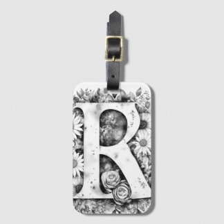 Étiquette À Bagage Lettre personnalisée R Daisy Floral Aquarelle