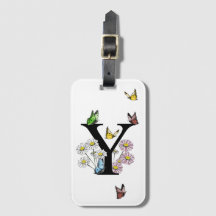 Lettre Y Monogramme de papillon floral initial