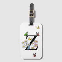 Lettre Z Floral Papillon Monogramme initial