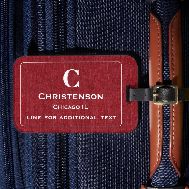 Étiquette À Bagage Lettres blanches modernes sur impression en denim  (Insitu Rectoal 4)