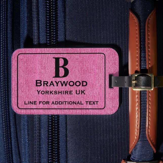 Étiquette À Bagage Lettres noires modernes sur Denim rose Imprimer (Insitu Rectoal 4)