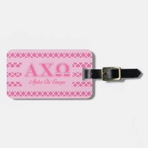 Étiquette À Bagage Lettres roses d'Omega de Chi d'Alphi