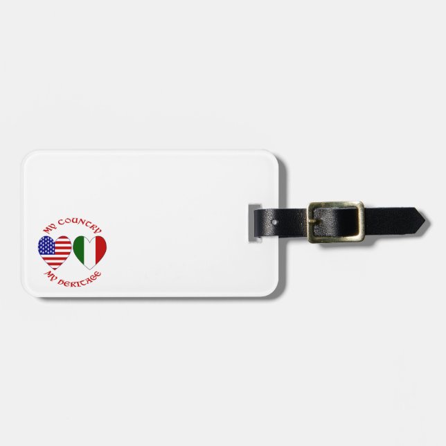 Étiquette À Bagage Lettres rouges Italie USA Pays Héritage (Devant horizontal)