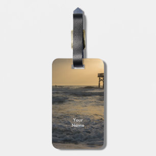 Étiquette À Bagage Lever du soleil et planche à voile