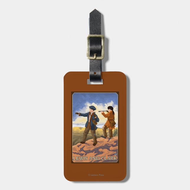 Étiquette À Bagage Lewis et Clark explorant l'ouest (Devant Vertical)