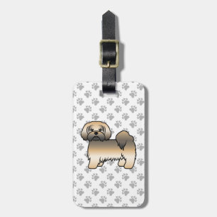 Étiquette À Bagage Lhasa Apso Sable Doré Chien Mignon & Texte Personn