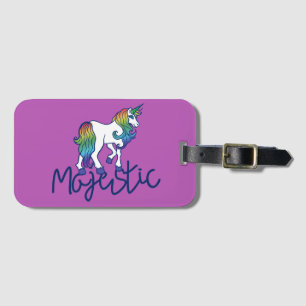 Étiquette À Bagage Licorne Arc-en-Ciel Rétro Majestueuse