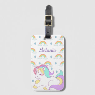 Étiquette À Bagage Licorne mignonne et arcs-en-ciel personnalisés