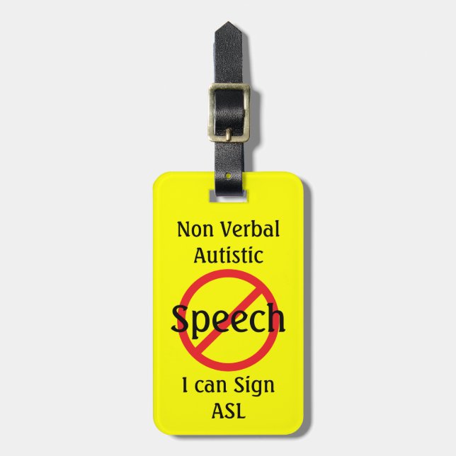 Étiquette À Bagage Ligne d'alerte Médicale non verbale autistique (Devant Vertical)