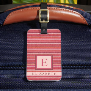 Étiquette À Bagage Lignes de couleur rose foncé personnalisables