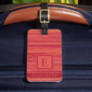 Étiquette À Bagage Lignes de marbre rouge orange rose corail personna