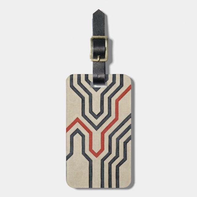 Étiquette À Bagage Lignes graphiques orange et bleu (Devant Vertical)