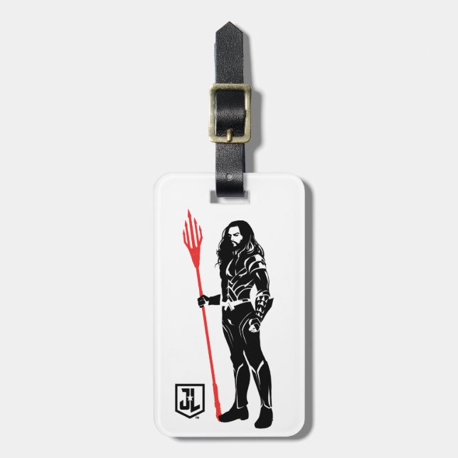 Étiquette À Bagage Ligue de Justice | Aquaman Pose Noir Pop Art (Devant Vertical)