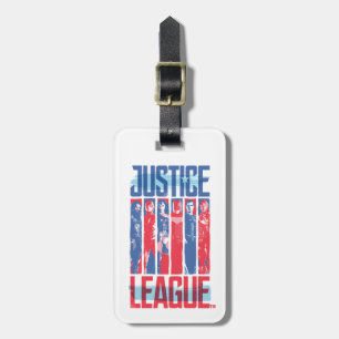 Étiquette À Bagage Ligue de Justice   Blue & Red Group Pop Art