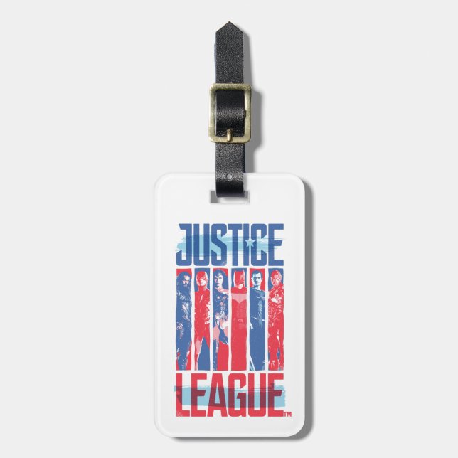 Étiquette À Bagage Ligue de Justice | Blue & Red Group Pop Art (Devant Vertical)