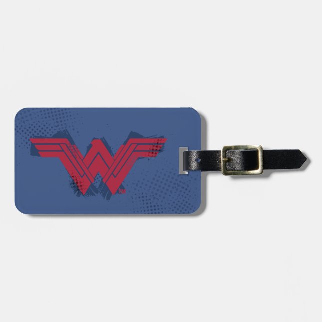Étiquette À Bagage Ligue de Justice | Symbole de femme Wonder brossé (Devant horizontal)