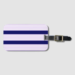 Étiquette À Bagage Lilac et rayures blanches motif avec bleu marine