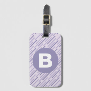 Étiquette À Bagage Lilas Moderne Violet Monogramme à Rayures Diagonal